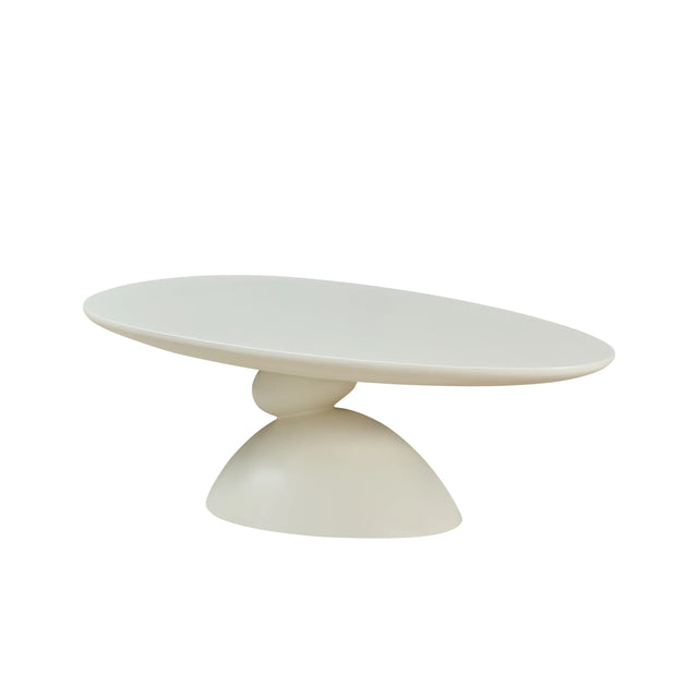 Minimalist Milk White Fiberglass Oval Coffee Table - Omega Lifestyles