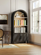 Mid-Century Modern Arched 3-Tier Storage Bookcase - Omega Lifestyles