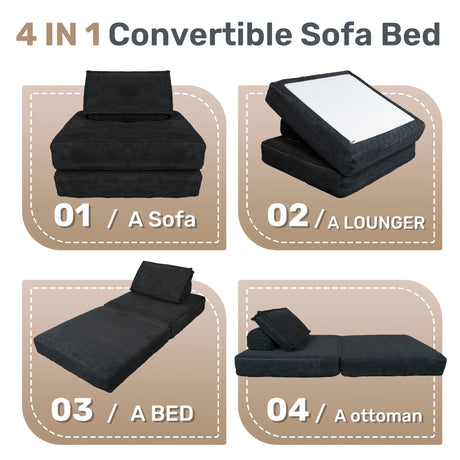 Foldable Corduroy 4-in-1 Folding Sofa Bed Chair - Omega Lifestyles