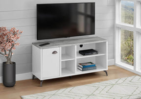 Industrial-Style 48-Inch White Grey TV Stand Console - Omega Lifestyles