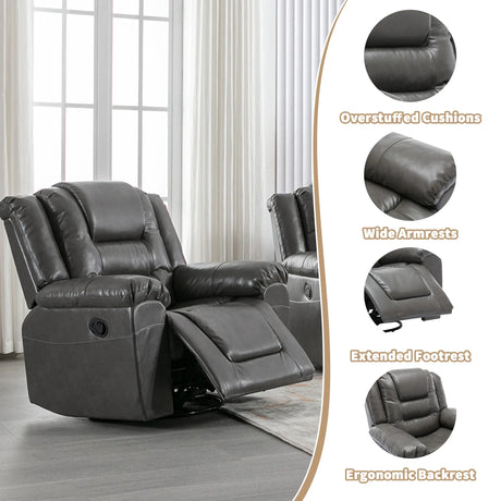 Home Theater 3-Seater Manual Recliner Chair With Cup Holders - Omega Lifestyles