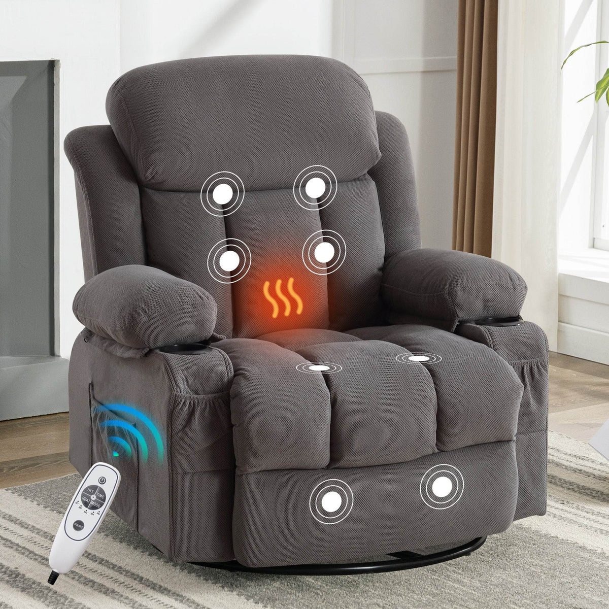 Soft Velvet Manual Swinging Massage Recliner Chair - Omega Lifestyles