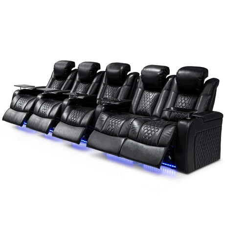 Ultra-Plush Genuine Leather Power Recliner With RGB Lighting - Omega Lifestyles