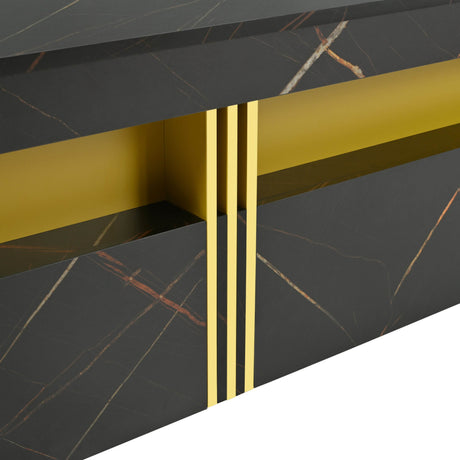 Modern Black Gold Accented Square Coffee Table With Storage - Sleep Galleria
