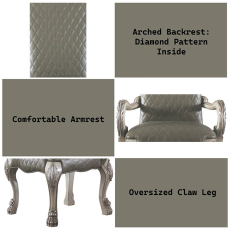 Set of 2 Matte White Faux Leather Arm Chairs - Omega Lifestyles