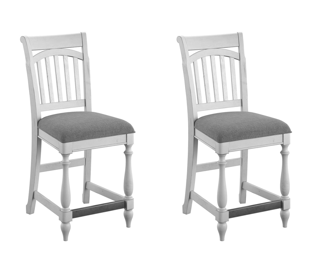 Set of 2 Gray Solid Wood Slat Back Barstools