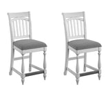 Set of 2 Gray Solid Wood Slat Back Barstools