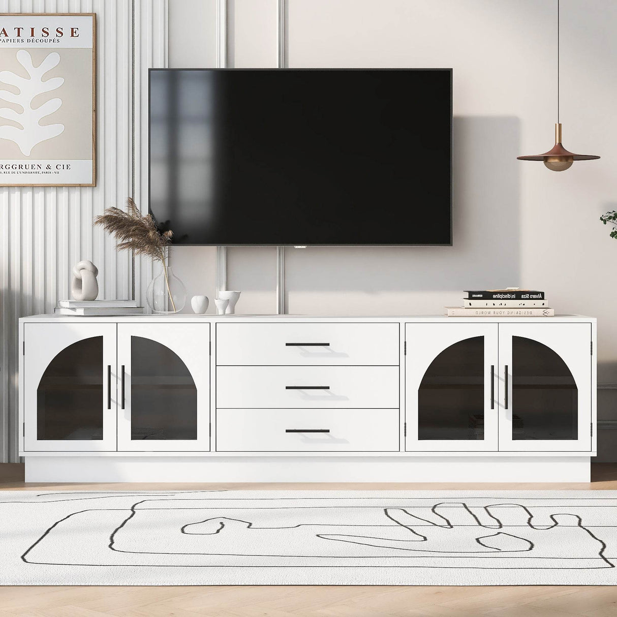 Modern Minimalist White MDF TV Stand With Storage - Sleep Galleria