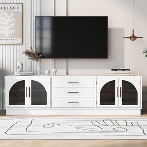 Modern Minimalist White MDF TV Stand With Storage - Omega Lifestyles