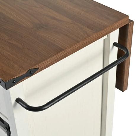 Farmhouse Kitchen Island Rolling Cart With Power Outlet - Omega Lifestyles