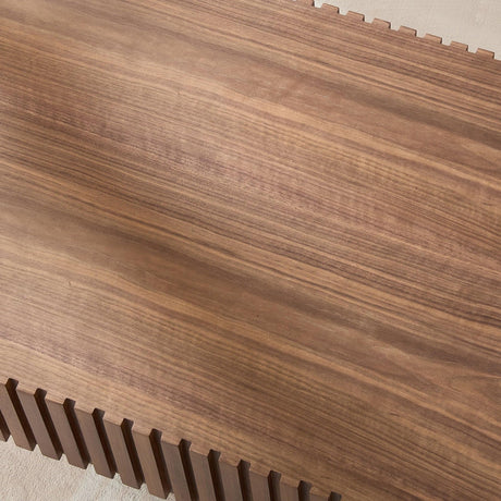 Modern Oval Walnut MDF Pedestal Coffee Table 44-Inch - Omega Lifestyles