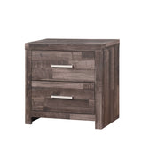 Rustic Dark Brown Synthetic Wood Nightstand With Drawers - Omega Lifestyles