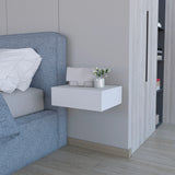 Contemporary White Engineered Wood Floating Nightstand - Omega Lifestyles