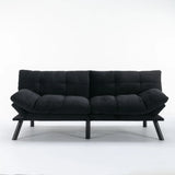 Black Upholstered Convertible Twin Sofa Bed With Foam Cushion - Omega Lifestyles