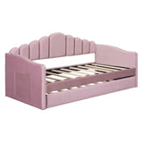 Twin Velvet Upholstered Daybed With Trundle USB Ports - Omega Lifestyles