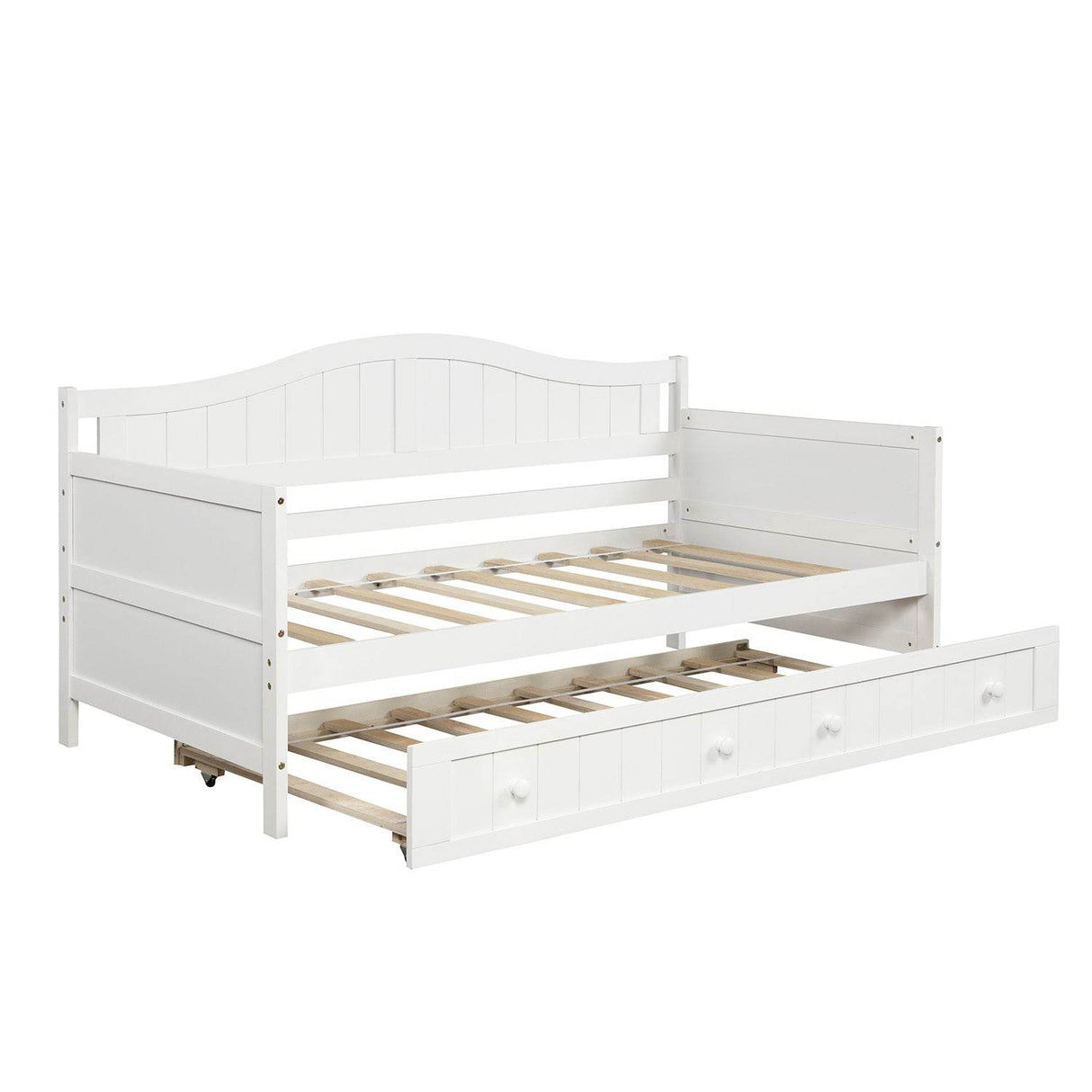 Twin White Solid Wood Cottage Style Daybed With Trundle - Omega Lifestyles