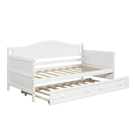 Twin White Solid Wood Cottage Style Daybed With Trundle - Omega Lifestyles