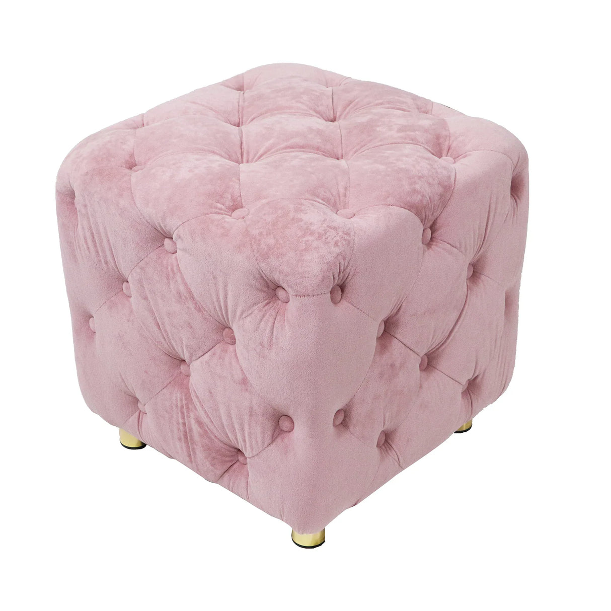 Pink Velvet Dice-Shaped Storage Ottoman With Foam Seat - Omega Lifestyles