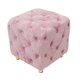 Pink Velvet Dice-Shaped Storage Ottoman With Foam Seat - Omega Lifestyles