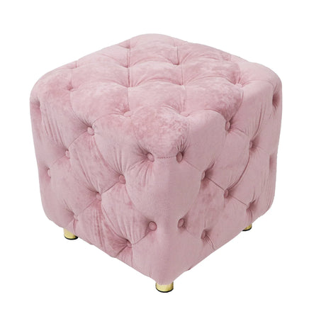 Pink Velvet Dice-Shaped Storage Ottoman With Foam Seat - Omega Lifestyles