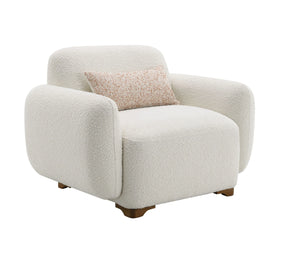 Beige Boucle Accent Chair With Toss Pillow - Omega Lifestyles