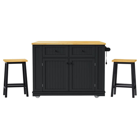48-Inch Classic Kitchen Island Cart With Bar Stools - Omega Lifestyles