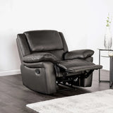 Transitional Black Leather Match Manual Recliner Chair - Omega Lifestyles