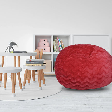 Red Faux Fur Memory Foam Bean Bag Chair - Omega Lifestyles