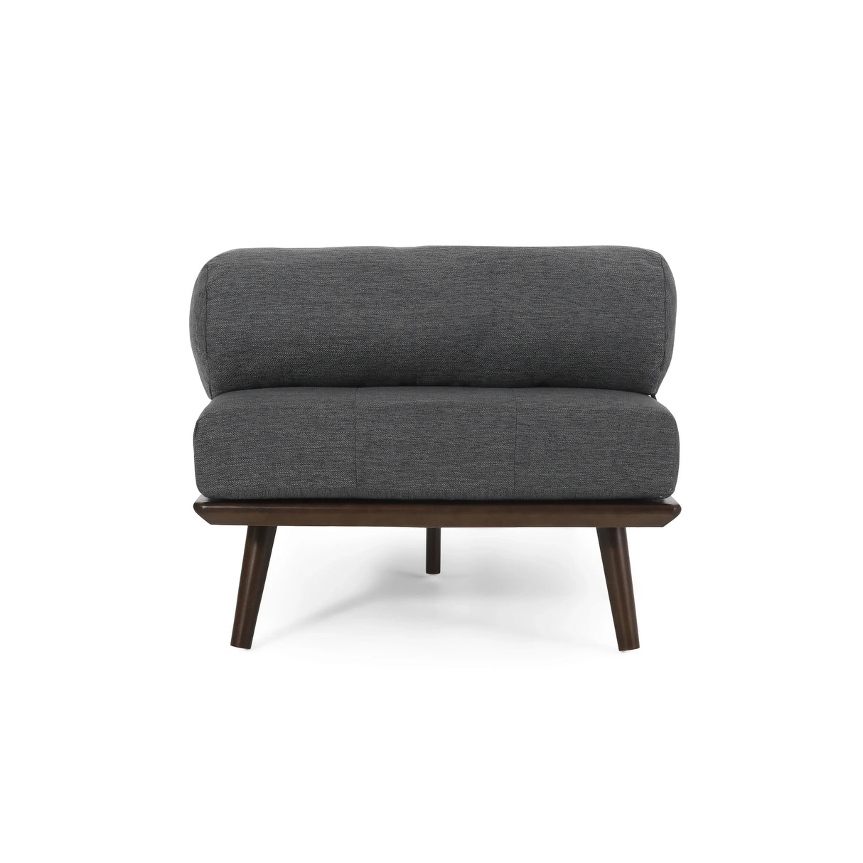 Mid-Century Button-Tufted Charcoal Fabric Chaise Lounge - Omega Lifestyles