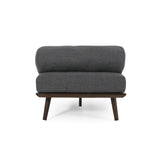 Mid-Century Button-Tufted Charcoal Fabric Chaise Lounge - Omega Lifestyles