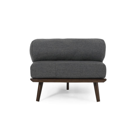 Mid-Century Button-Tufted Charcoal Fabric Chaise Lounge - Omega Lifestyles