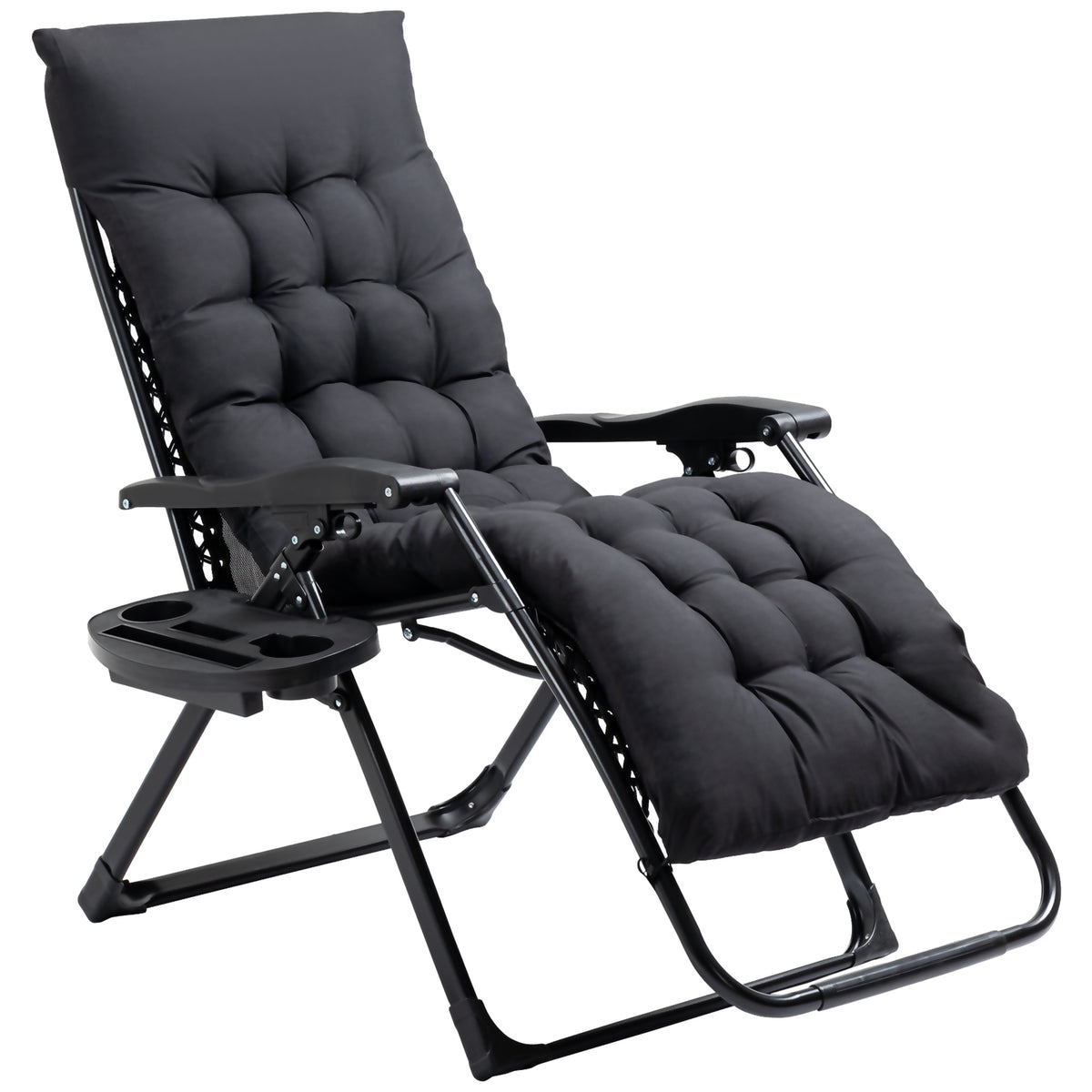 Outdoor Steel Folding Padded Cushion Reclining Lounge Chair Set