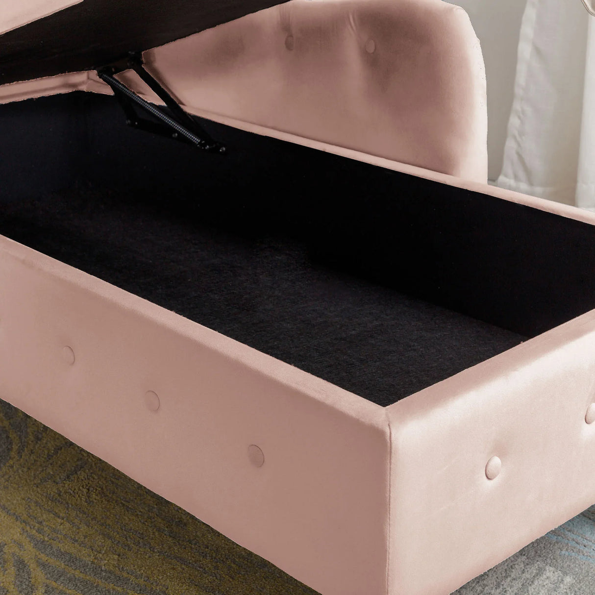 Pink Velvet Storage Chaise Lounge With Pillow - Omega Lifestyles