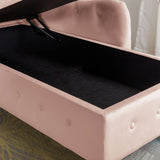 Pink Velvet Storage Chaise Lounge With Pillow - Omega Lifestyles