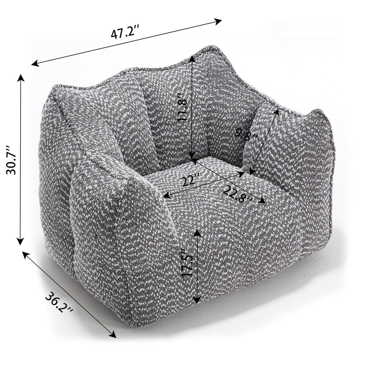 Chenille Bean Bag Chair With Resilient Foam - Omega Lifestyles