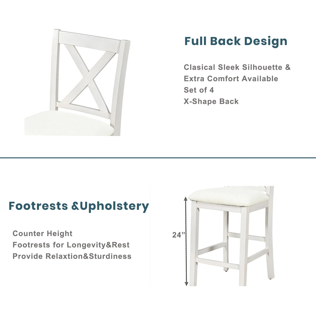 5-Piece Counter Height Rustic Farmhouse Dining Table Set - Omega Lifestyles