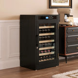Black Wood Tempered Glass Wine Cooler With Touch Display - Omega Lifestyles