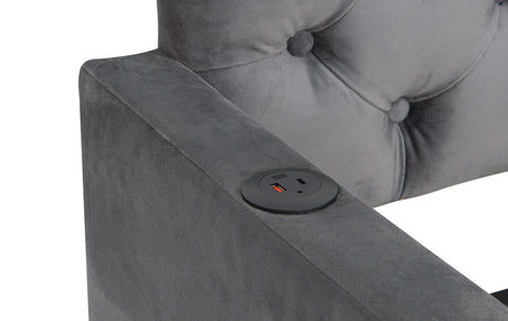 Twin Velvet Upholstered Daybed Frame With Trundle USB - Omega Lifestyles