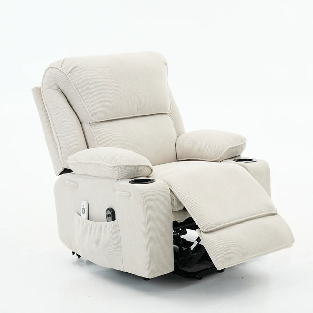 Ivory Remote-Controlled Heated Massage Assistive Recliner - Omega Lifestyles