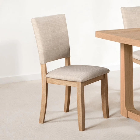 Transitional Natural Upholstered Rubberwood Dining Side Chair Set - Omega Lifestyles