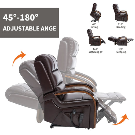 Power Lift Recliner Chair Faux Leather Massage Heat - Omega Lifestyles