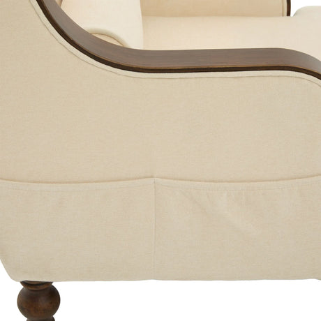 Beige Chenille Upholstered Wide Seat Lounge Chair - Omega Lifestyles