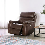 Transitional Brown Top Grain Leather Power Recliner Chair - Omega Lifestyles