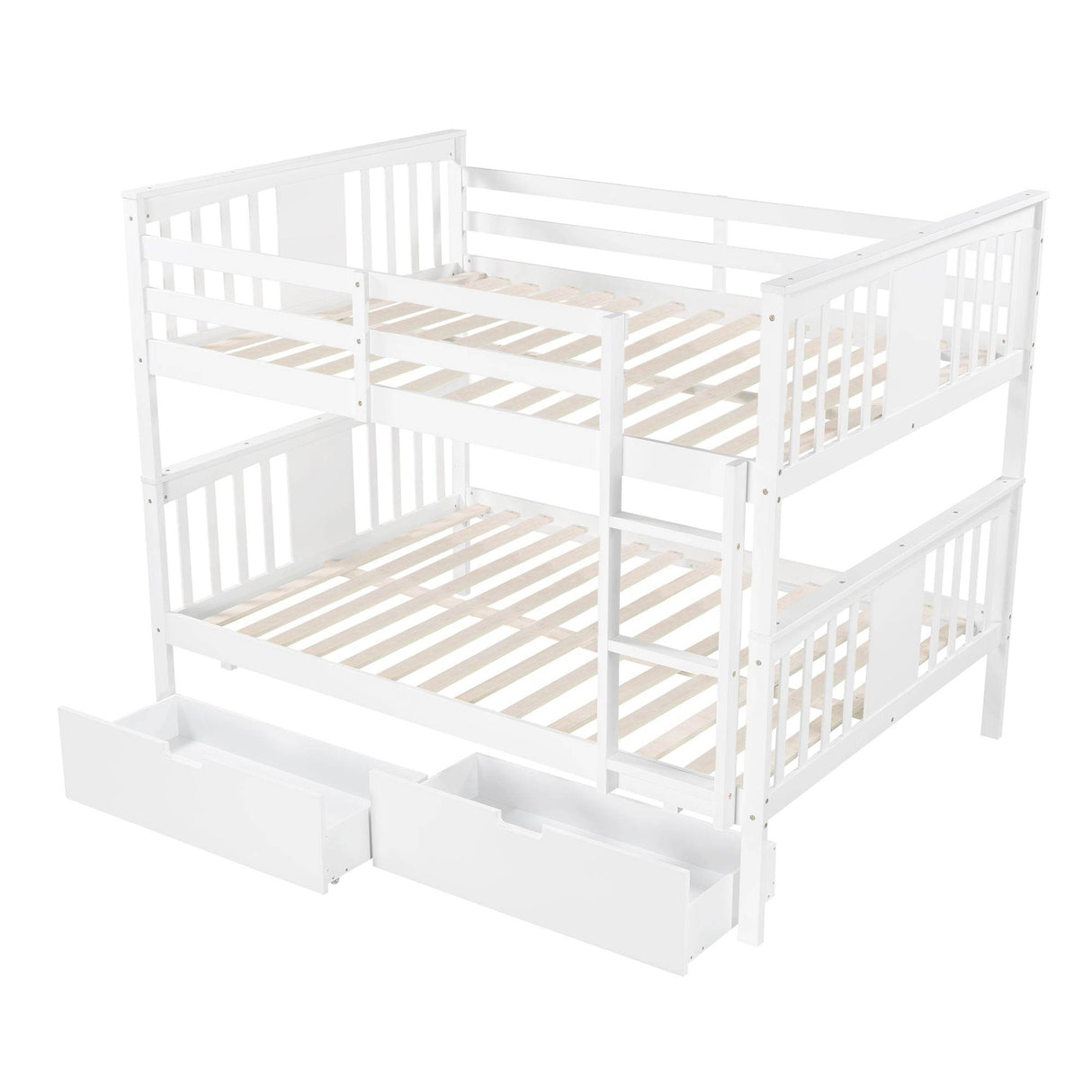 Full Over Full Solid Wood Bunk Bed With Drawers - Omega Lifestyles
