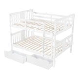 Full Over Full Solid Wood Bunk Bed With Drawers - Omega Lifestyles