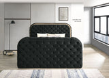 Black Upholstered Eastern King Bed With LED Fireplace Stand - Omega Lifestyles