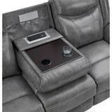 Grey Upholstered 3-Piece Manual Reclining Living Room Set - Omega Lifestyles