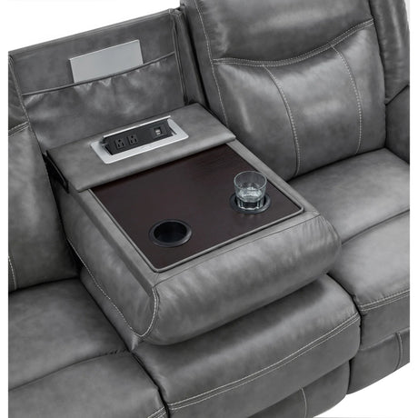 Grey Upholstered 3-Piece Manual Reclining Living Room Set - Omega Lifestyles