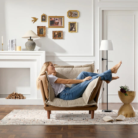 Modern Oversized Chenille Fabric Armchair Lounge Chair - Omega Lifestyles