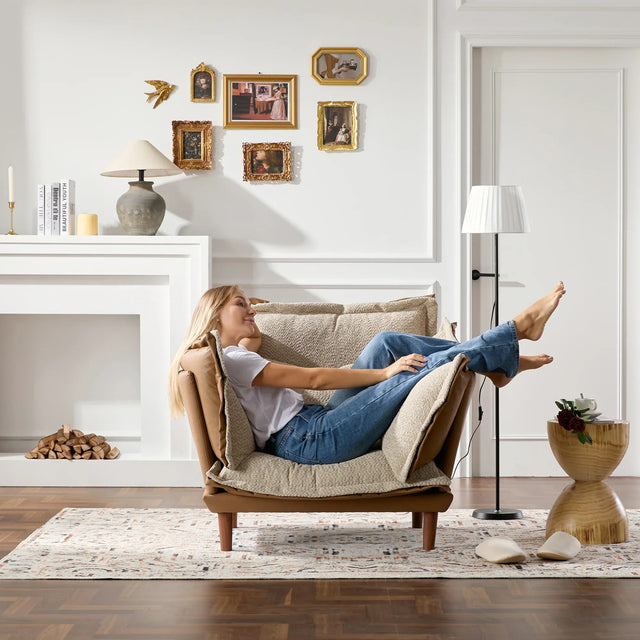 Modern Oversized Chenille Fabric Armchair Lounge Chair - Omega Lifestyles